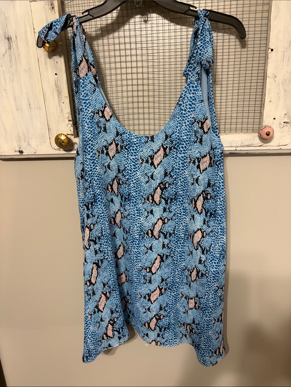 Buddy Love Blue Pink Snake Print Tie Strap Dress